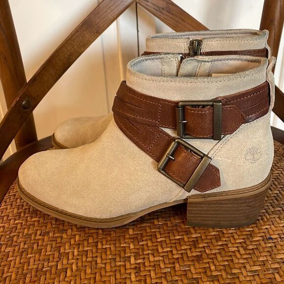 Timberland Sutherlin ankle grey suede buckle booties 7 - Picture 6 of 11